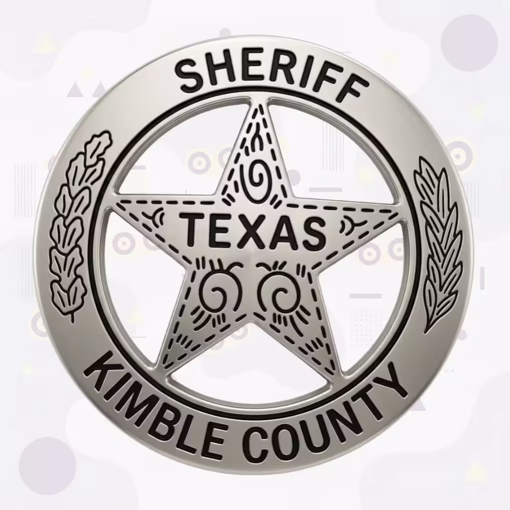 Kimble County Sheriff Tonal Silver Star-in-Ring Metal Badge