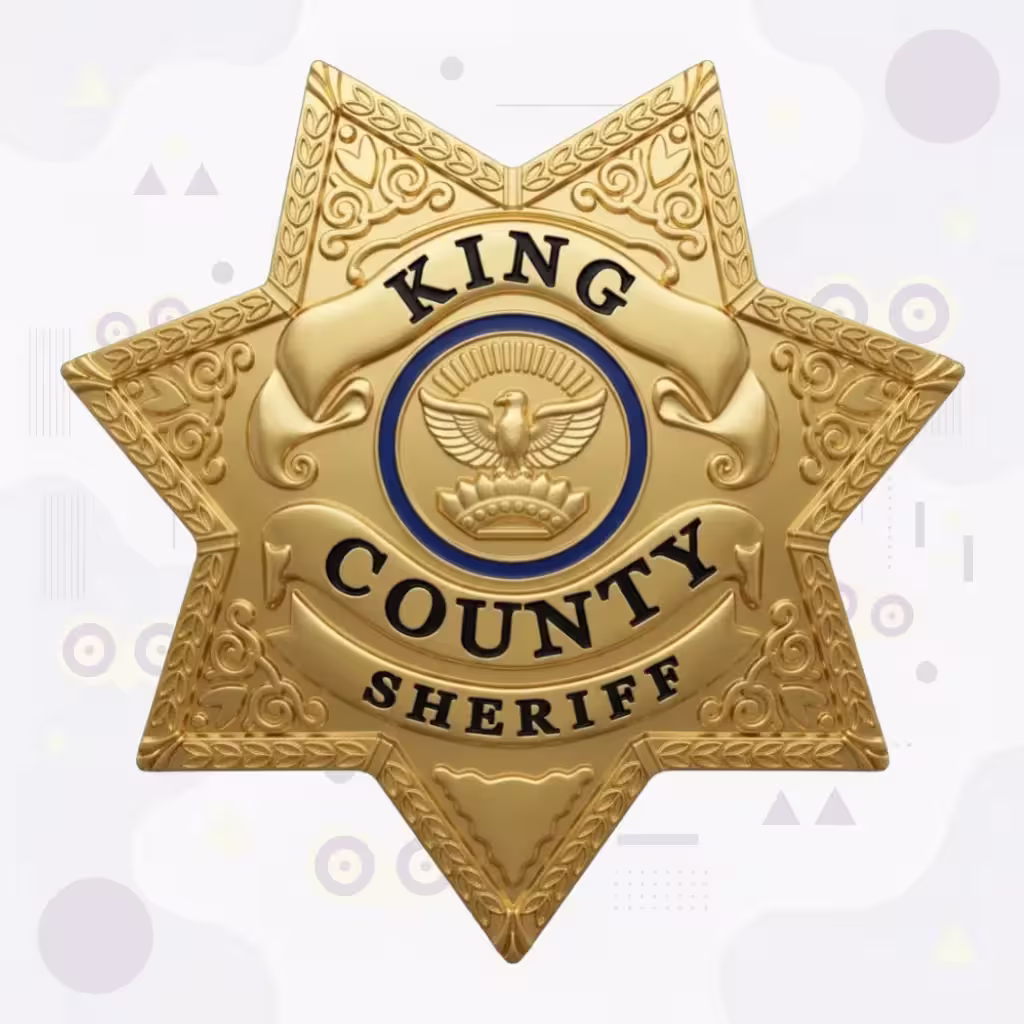 King County Sheriff Gold Star with Eagle and Crown Metal Badge