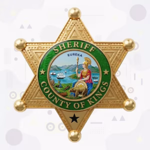 Kings County Sheriff Green Ring Six-Point Star Metal Badge