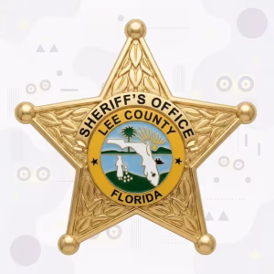 Lee County Sheriff's Office Yellow Ring Laurel Star Metal Badge