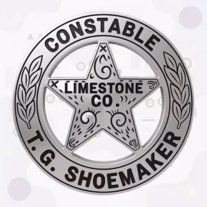 Limestone County Constable Badge with Engraved Scrollwork and Silver Cut-Out Star