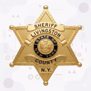 Livingston County Sheriff's Office Black and Gold Six-Point Star Metal Badge