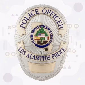 Los Alamitos Police Officer Two-Tone State Outline Metal Badge