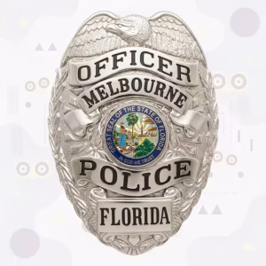 Melbourne Police Silver Eagle Florida Seal Metal Badge