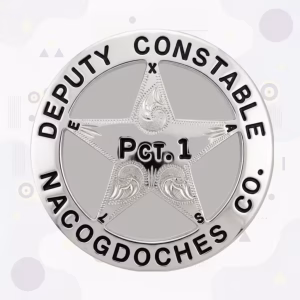 Nacogdoches County Deputy Constable Precinct 1 Badge with Engraved Silver Round Star