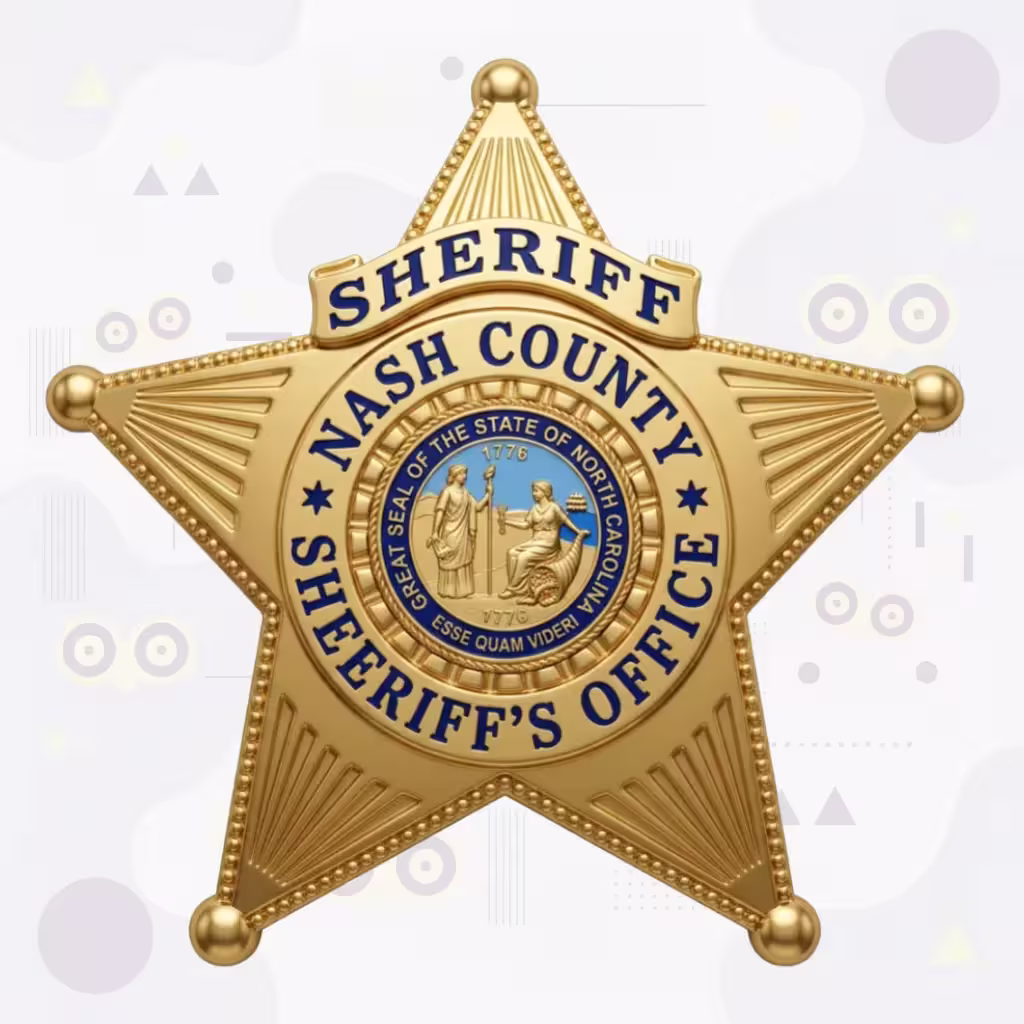 Nash County Sheriff Gold Star North Carolina Seal Metal Badge