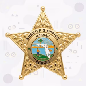 Nassau County Sheriff Green Ring Florida Seal Metal Badge