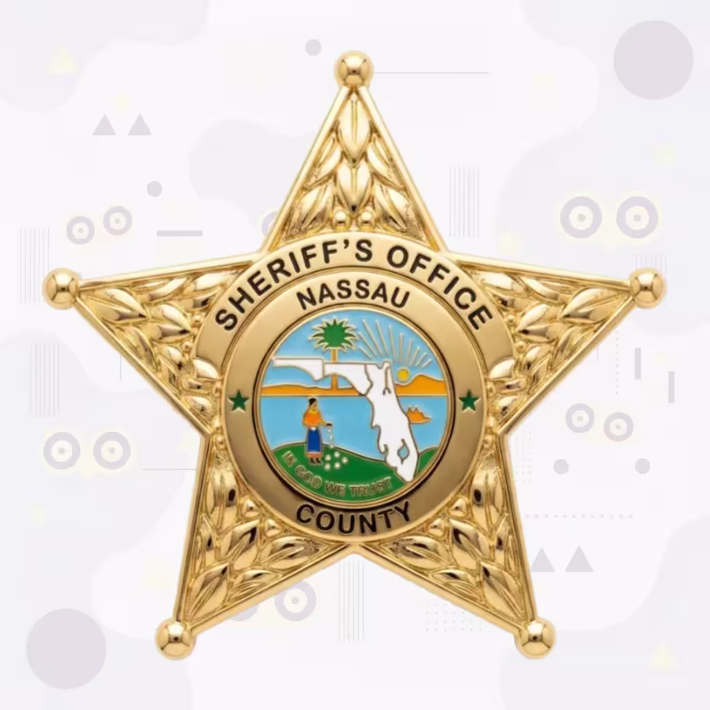 Nassau County Sheriff Green Ring Star Metal Badge