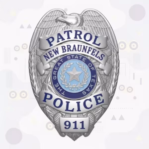 New Braunfels Police Patrol Silver Eagle Laurel Metal Badge