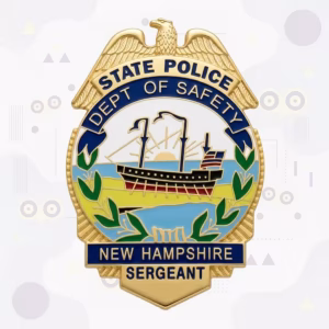 New Hampshire State Police Gold Eagle Shield Metal Badge