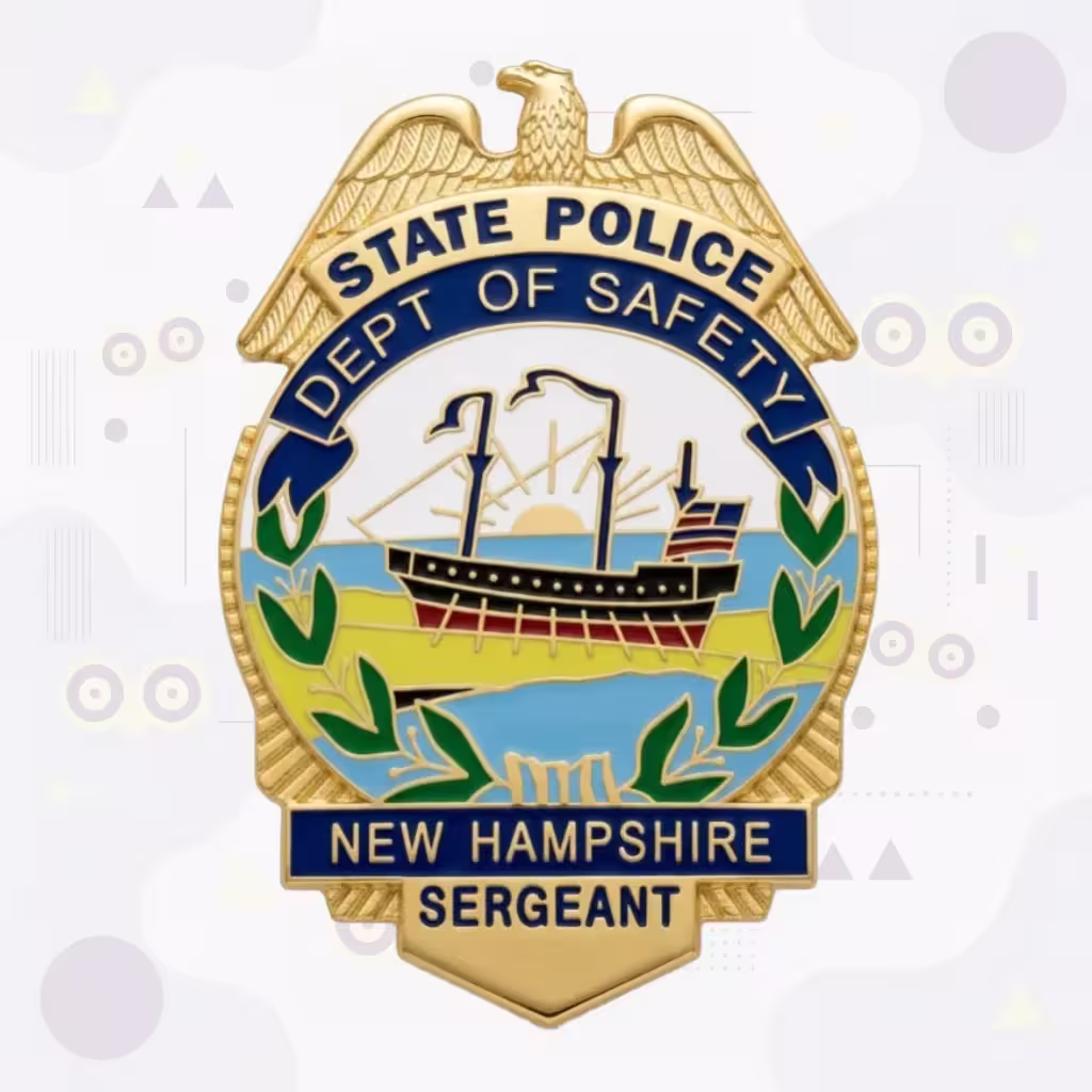 New Hampshire State Police Gold Eagle Shield Metal Badge