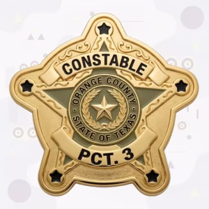 Orange County Constable Precinct 3 Badge with Green Enamel Field and Gold Five-Point Star