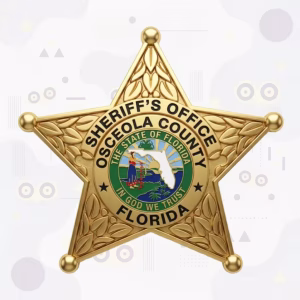 Osceola County Sheriff Gold Laurel Florida Seal Metal Badge