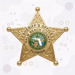 Palm Beach County Sheriff's Office Green Enamel Ring Metal Badge