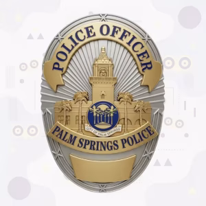 Palm Springs Police Officer Two-Tone Clock Tower Metal Badge