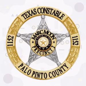 Palo Pinto County Constable Precinct 2 Badge with Black Enamel Texas Seal and Two-Tone Star-in-Ring
