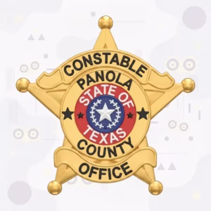 Panola County Constable Badge with Red and Blue Texas Seal and Gold Five-Point Star