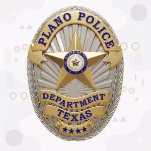 Plano Police Officer Badge with Texas Star and State Seal