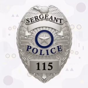 Police Sergeant Silver Eagle Star Metal Badge