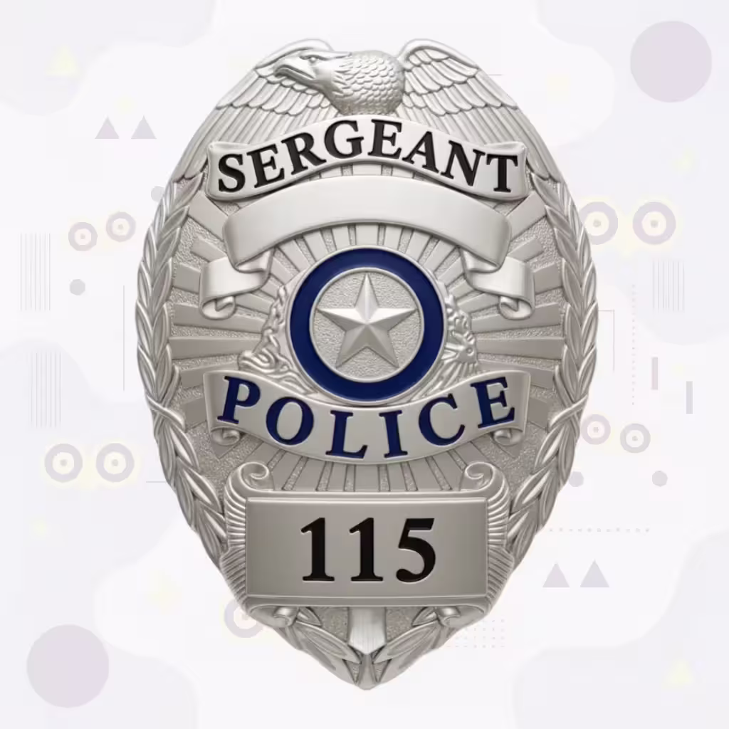 Police Sergeant Silver Eagle Star Metal Badge
