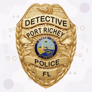 Port Richey Police Detective Gold Eagle Laurel Metal Badge