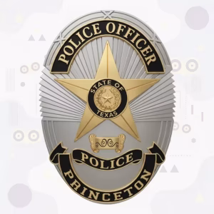 Princeton Police Officer Two-Tone Texas Star Metal Badge