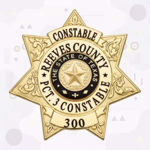 Reeves County Constable Precinct 3 Badge with Engraved Gold Seven-Point Star and Number Banner