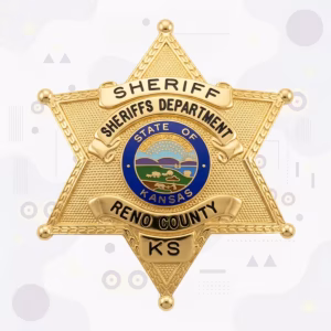 Reno County Sheriff's Department Pebbled Six-Point Star Metal Badge