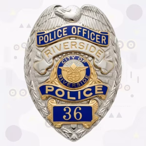Riverside Police Silver Eagle City Seal Metal Badge