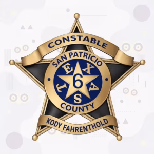 San Patricio County Constable Precinct 6 Badge with Blue Enamel Seal and Black Enamel Star Arms
