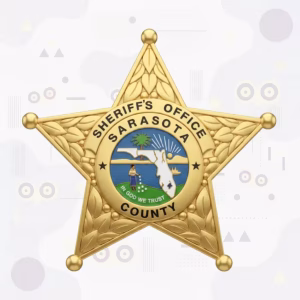 Sarasota County Sheriff's Office Gold Laurel Star Metal Badge