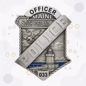 South Portland Police Officer Lighthouse Scene Metal Badge