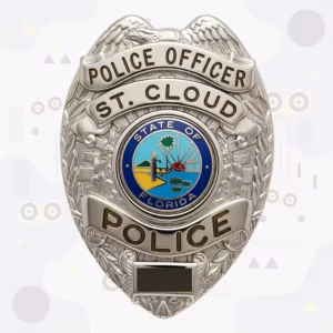 St. Cloud Police Officer Silver Eagle Laurel Metal Badge