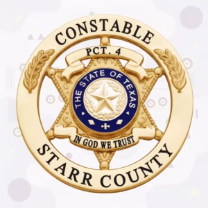 Starr County Constable Precinct 4 Badge with Blue Enamel Texas Seal and Gold Six-Point Star