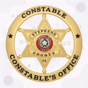 Stephens County Constable Badge with Black Ring Stars and Gold Six-Point Star-in-Ring