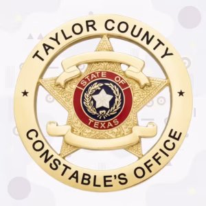 Taylor County Constable Badge with Red and Blue Texas Seal and Gold Star-in-Ring