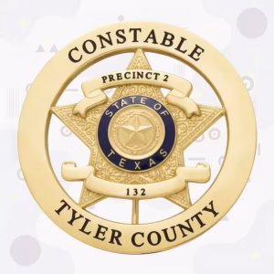 Tyler County Constable Precinct 2 Badge with Blue Enamel Texas Seal and Gold Star-in-Ring