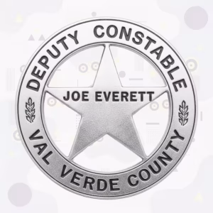 Val Verde County Deputy Constable Badge with Brushed Silver Cut-Out Star and Wheat Sprays