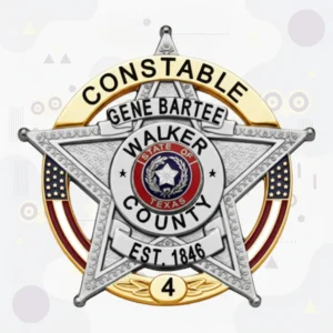 Walker County Constable Precinct 4 Badge with US Flag Panels and Two-Tone Star-in-Ring