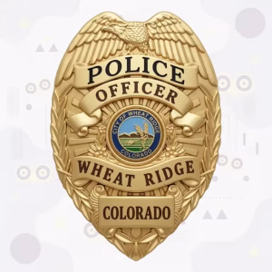 Wheat Ridge Police Officer Gold Eagle Laurel Metal Badge