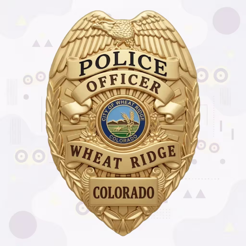 Wheat Ridge Police Officer Gold Eagle Laurel Metal Badge