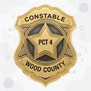 Wood County Constable Precinct 4 Badge with Raised Star and Antique Gold Shield