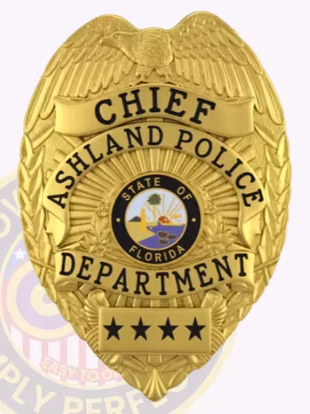 Custom police badge sample for Ashland Police Department