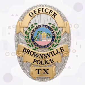 Brownsville Police Badge with Full-Color City Seal and Green Enamel Laurel