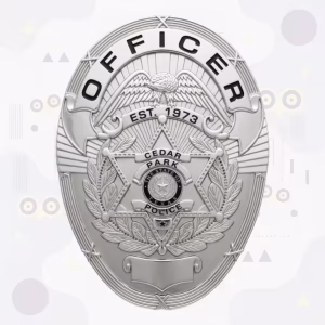Cedar Park Police Badge with Silver Oval, Eagle and Six-Point Star