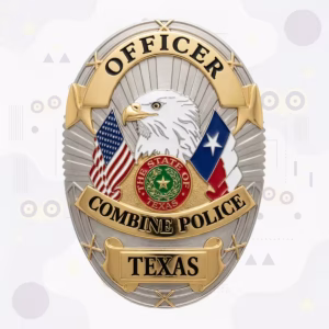 Combine Police Badge with Two-Tone Oval, Eagle Head and Enamel Flags