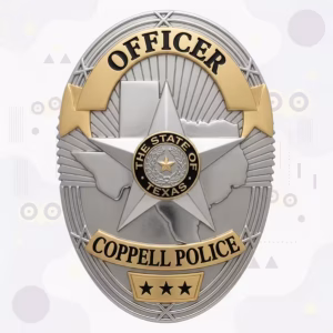 Coppell Police Badge with Two-Tone Oval and Silver Texas Map Star