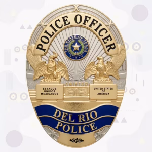 Del Rio Police Badge with Two-Tone Oval, Twin Eagles and Amistad Plate