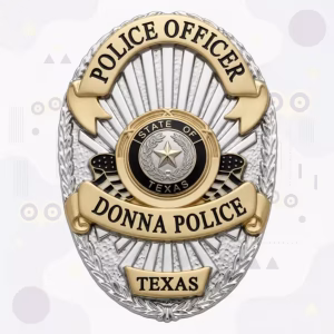 Donna Police Badge with Two-Tone Laurel Oval and Subdued Flags