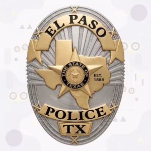 El Paso Police Badge with Two-Tone Oval, Gold Texas Map and Black Seal